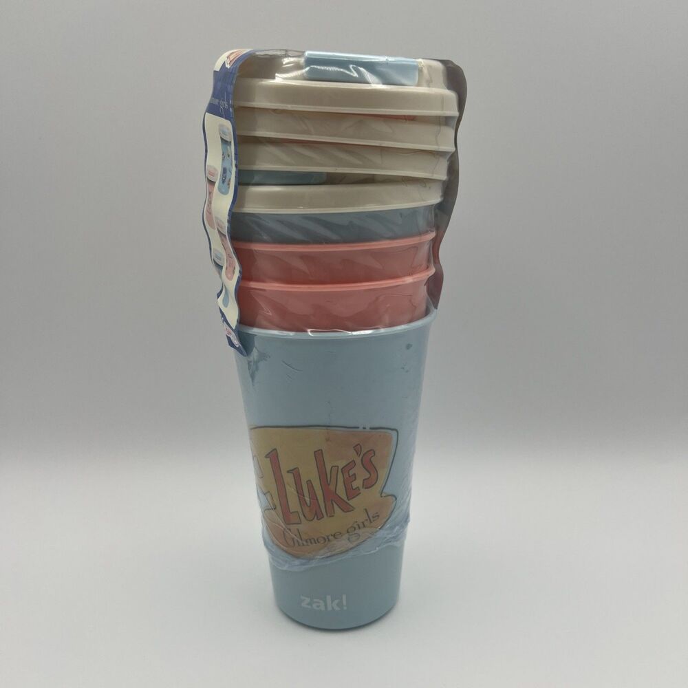 NEW Gilmore Girls Zak Tumbler To-Go Cups W/Lids Luke‘s Dragonfly Inn Set Of 4